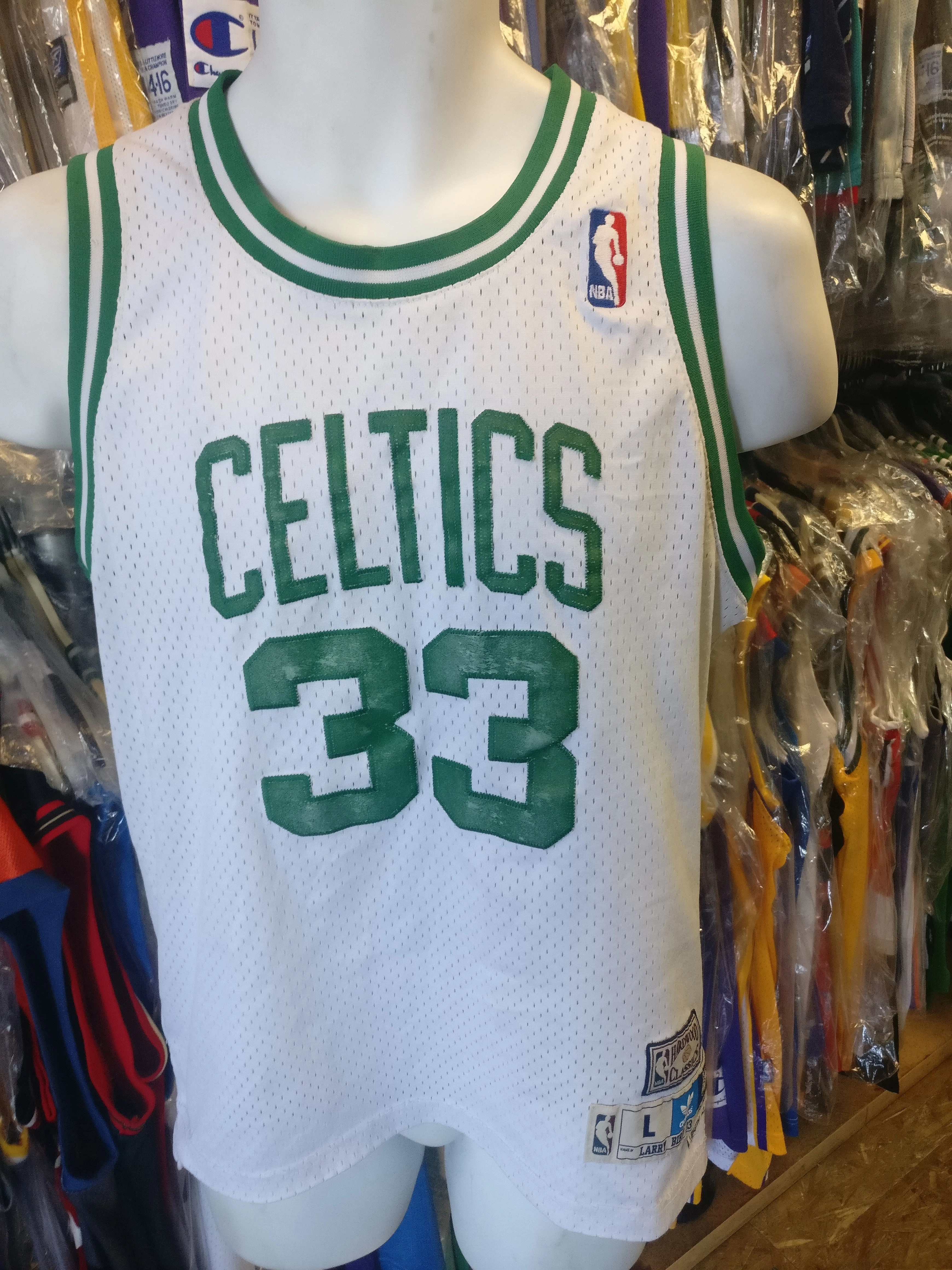 Vintage #33 LARRY BIRD Boston Celtics NBA Adidas Authentic Jersey YL