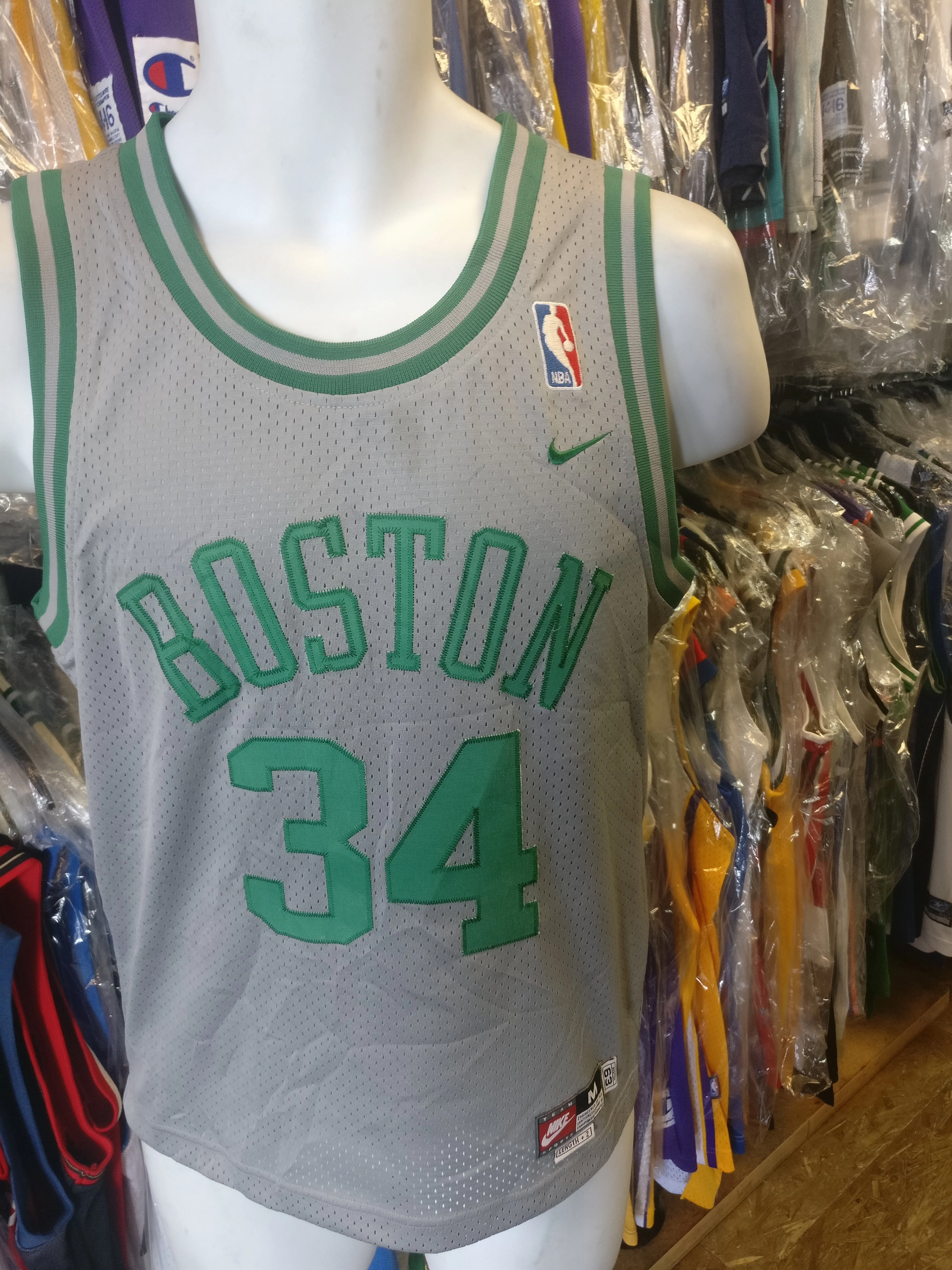 Vintage #34 PAUL PIERCE Boston Celtics NBA Nike Gray Jersey YM