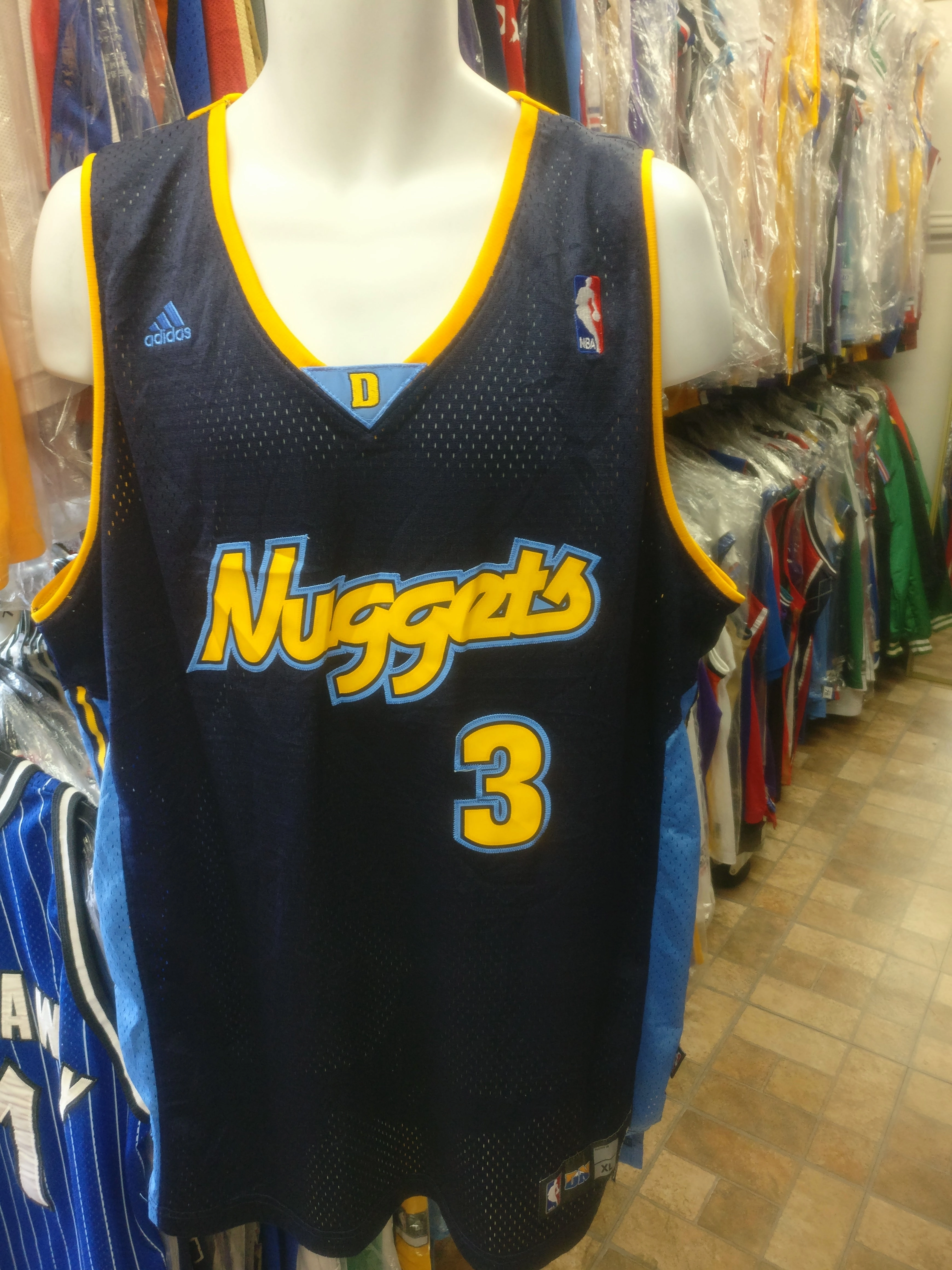 Vintage #3 ALLEN IVERSON Denver Nuggets NBA Adidas Authentic Jersey XL