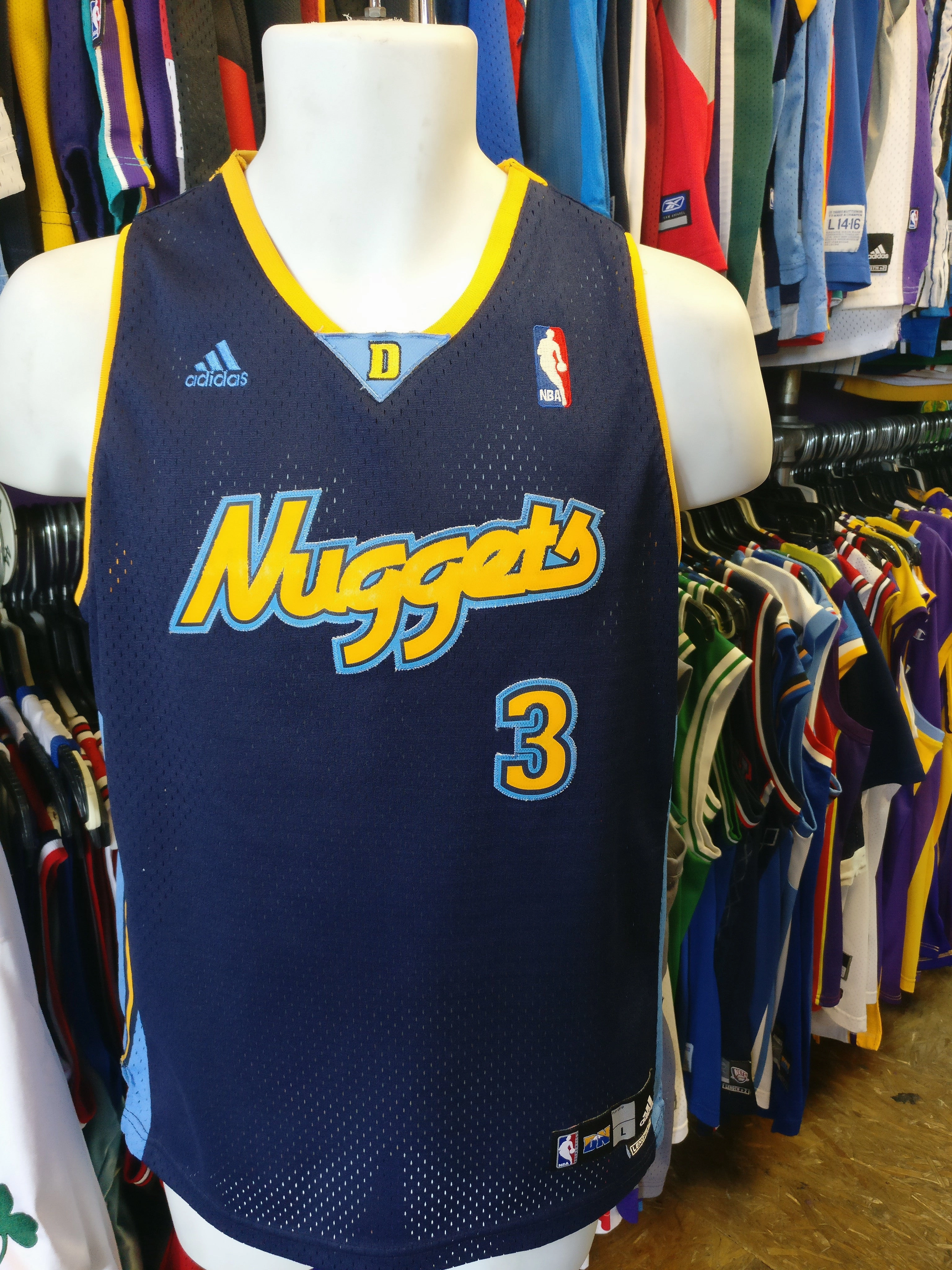 Vintage #3 ALLEN IVERSON Denver Nuggets NBA Adidas Authentic Jersey YL