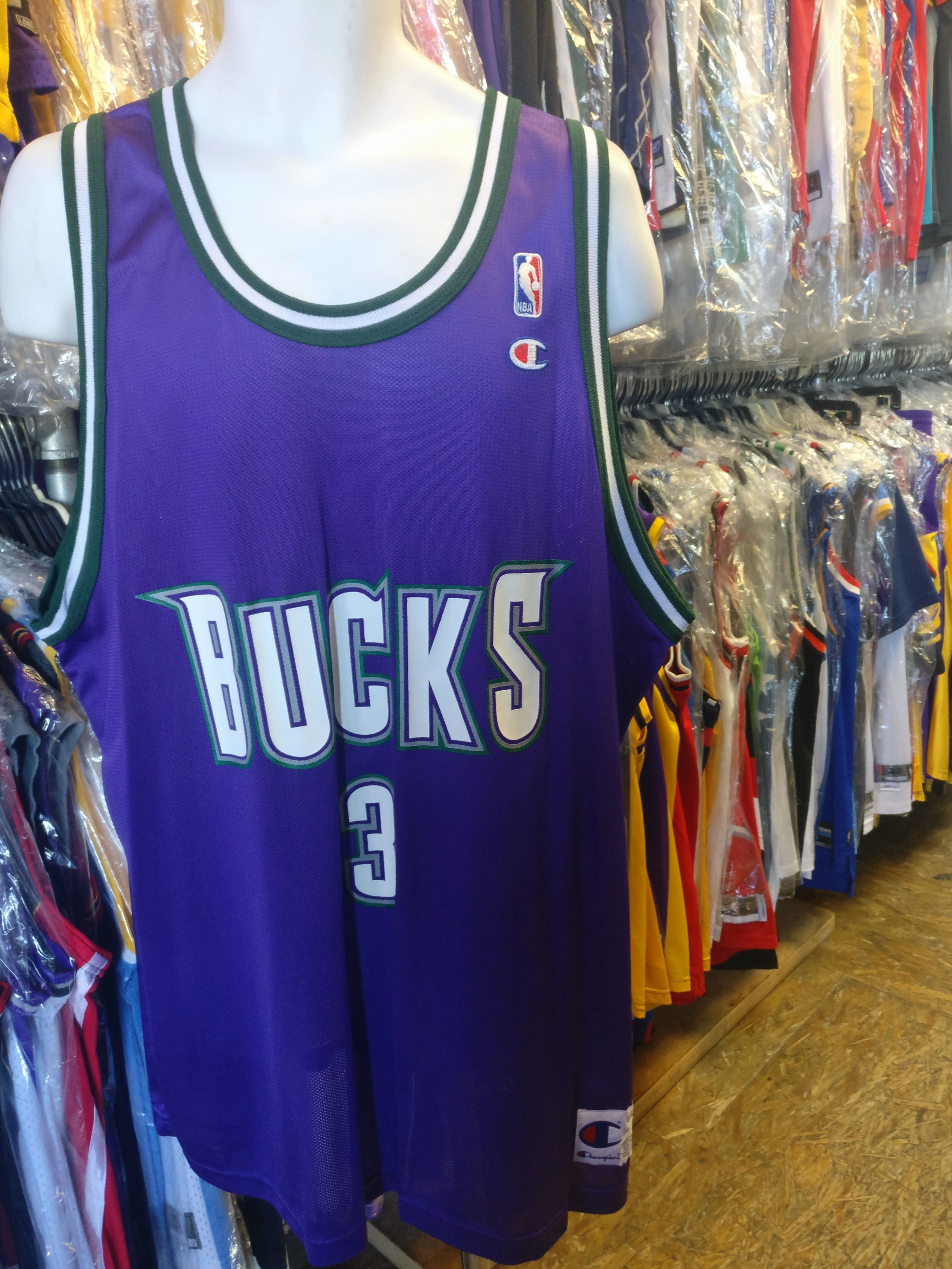 Vintage #3 SHAWN RESPERT Milwaukee Bucks NBA Champion Jersey 52