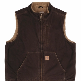 VINTAGE CARHARTT BROWN WORKERS VEST JACKET V33-DK8 2000S SIZE LARGE