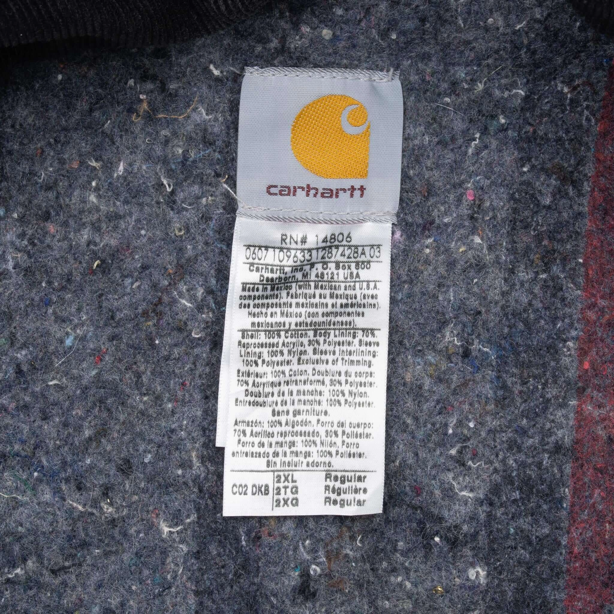 VINTAGE CARHARTT MICHIGAN BLANKET LINED DARK BROWN JACKET C02DKB 2007 2XL