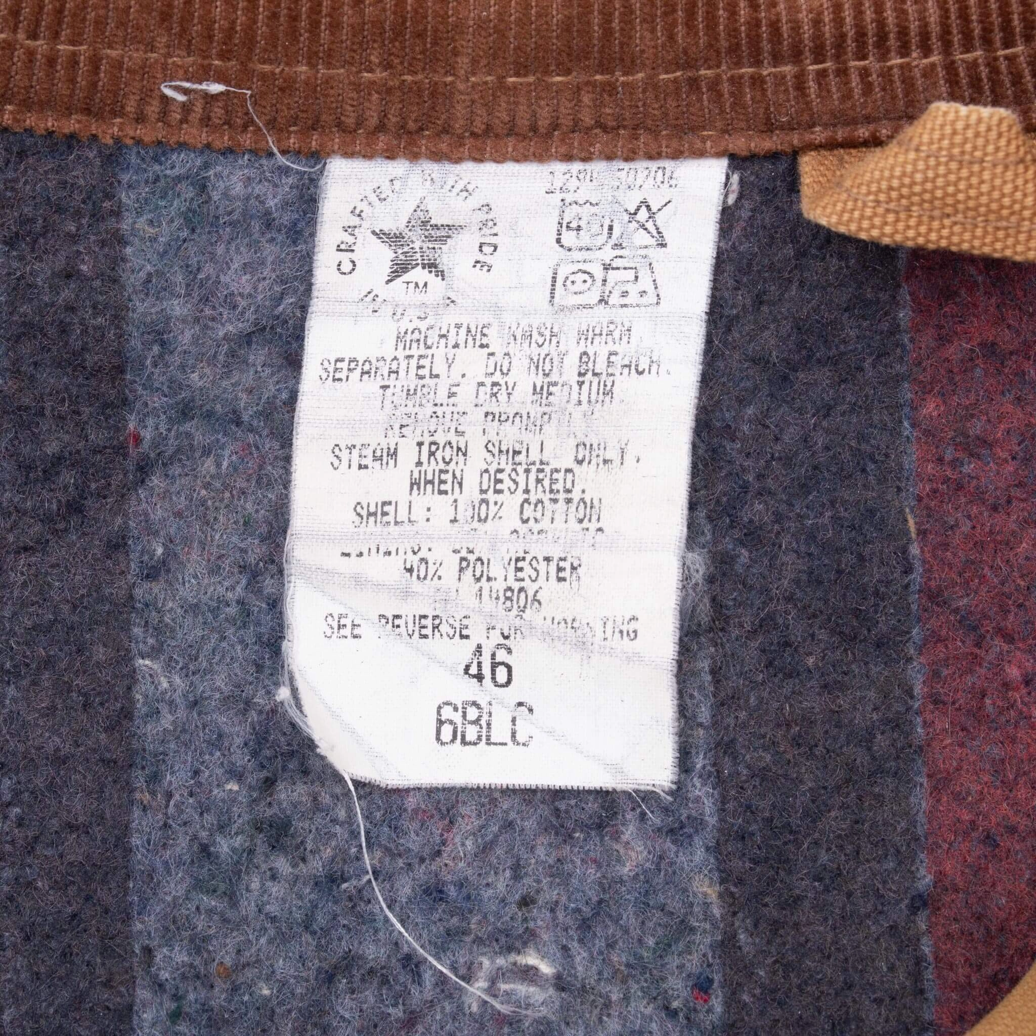 VINTAGE CARHARTT MICHIGAN STYLE BLANKET LINED 6BLC TAN JACKET 1990S XL MADE US