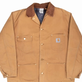 VINTAGE CARHARTT MICHIGAN STYLE BLANKET LINED 6BLC TAN JACKET 1990S XL MADE US