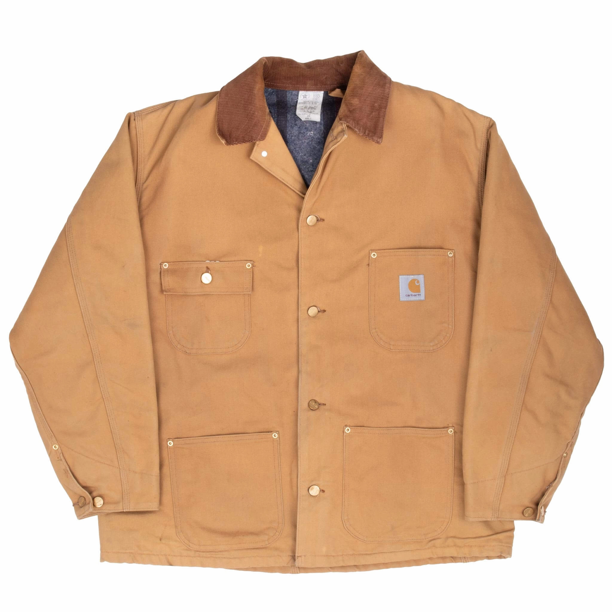 VINTAGE CARHARTT MICHIGAN STYLE BLANKET LINED 6BLC TAN JACKET 1990S XL MADE US