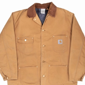 VINTAGE CARHARTT MICHIGAN STYLE BLANKET LINED 6BLC TAN JACKET 1990S XL MADE US