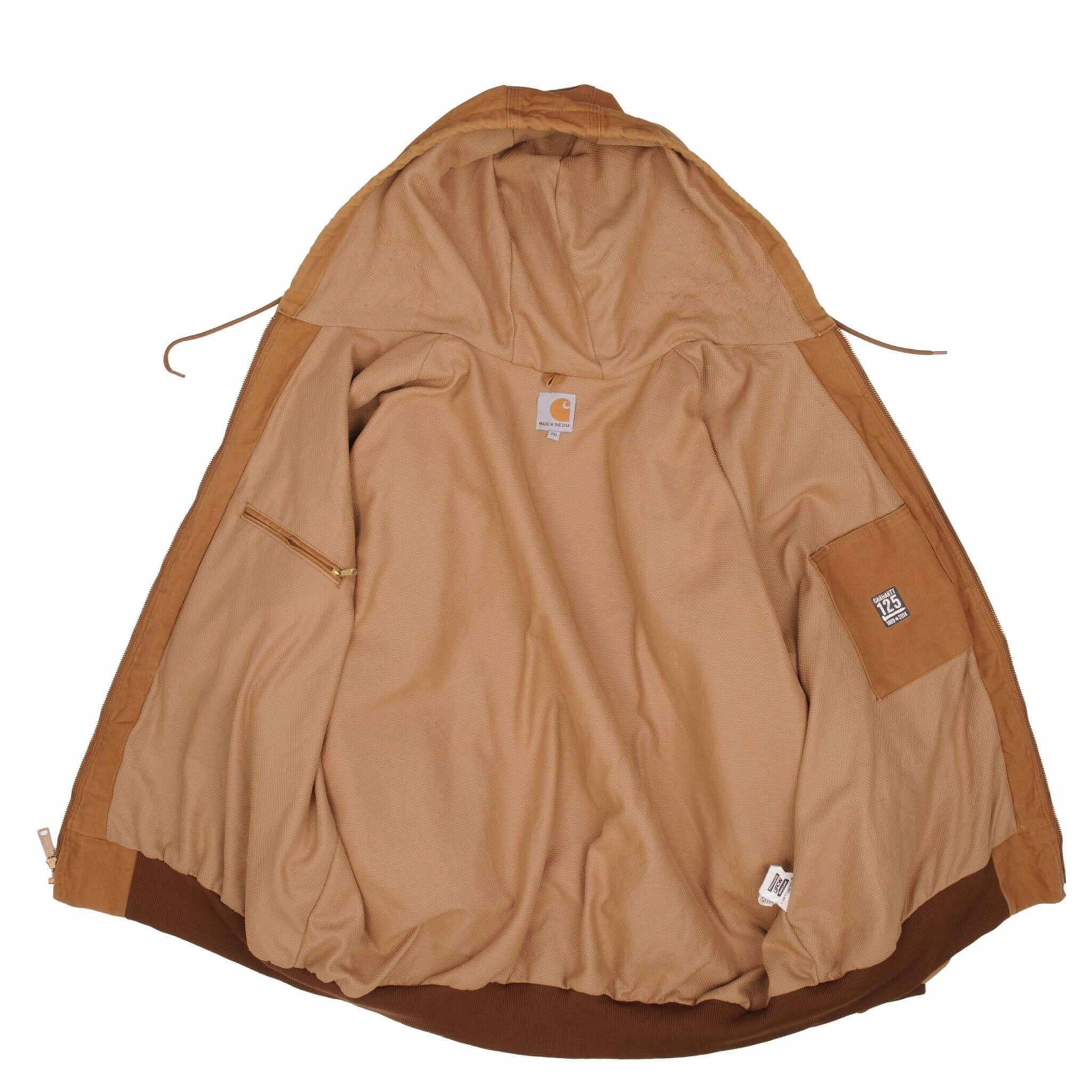 VINTAGE CARHARTT SANDSTONE HOODED ACTIVE JACKET J131BRN SIZE 3XL MADE IN USA