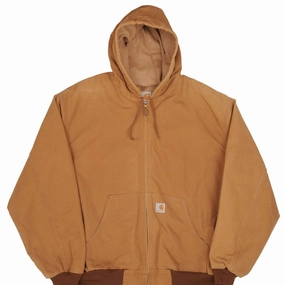 VINTAGE CARHARTT SANDSTONE HOODED ACTIVE JACKET J131BRN SIZE 3XL MADE IN USA
