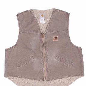 VINTAGE CARHARTT SHERPA LINED BEIGE VEST JACKET V13DES 2XL