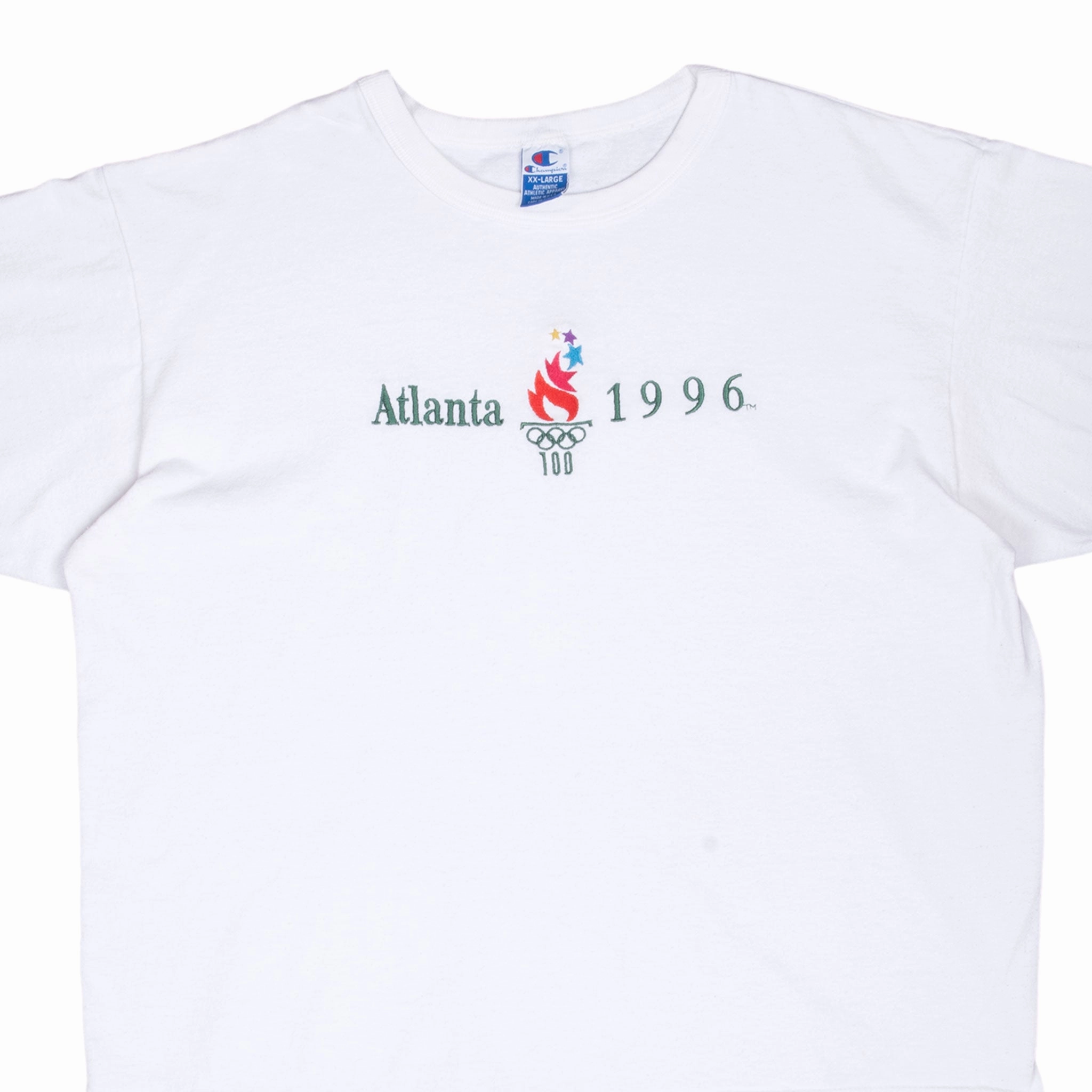 VINTAGE CHAMPION ATLANTA OLYMPICS 1996 WHITE TEE SHIRT 2XL MADE IN USA