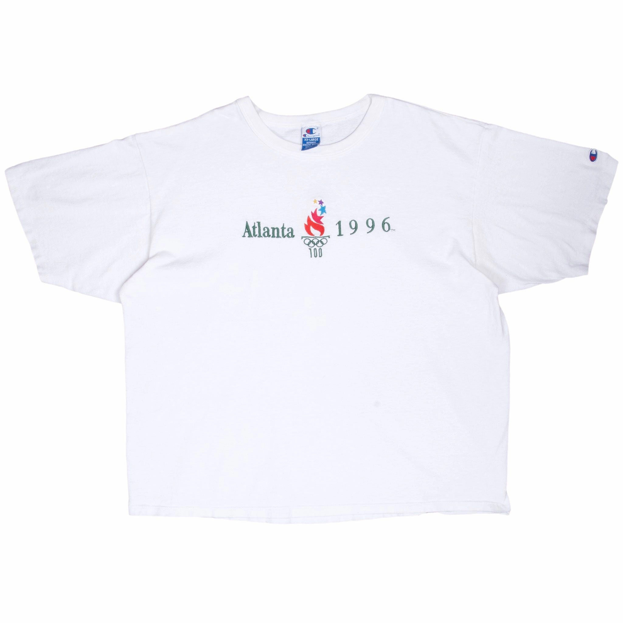 VINTAGE CHAMPION ATLANTA OLYMPICS 1996 WHITE TEE SHIRT 2XL MADE IN USA