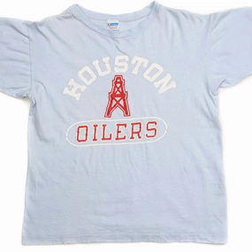 VINTAGE CHAMPION NFL HOUSTON OILERS TEE SHIRT 1969-EARLY 1980S SIZE MEDIUM MADE IN USA