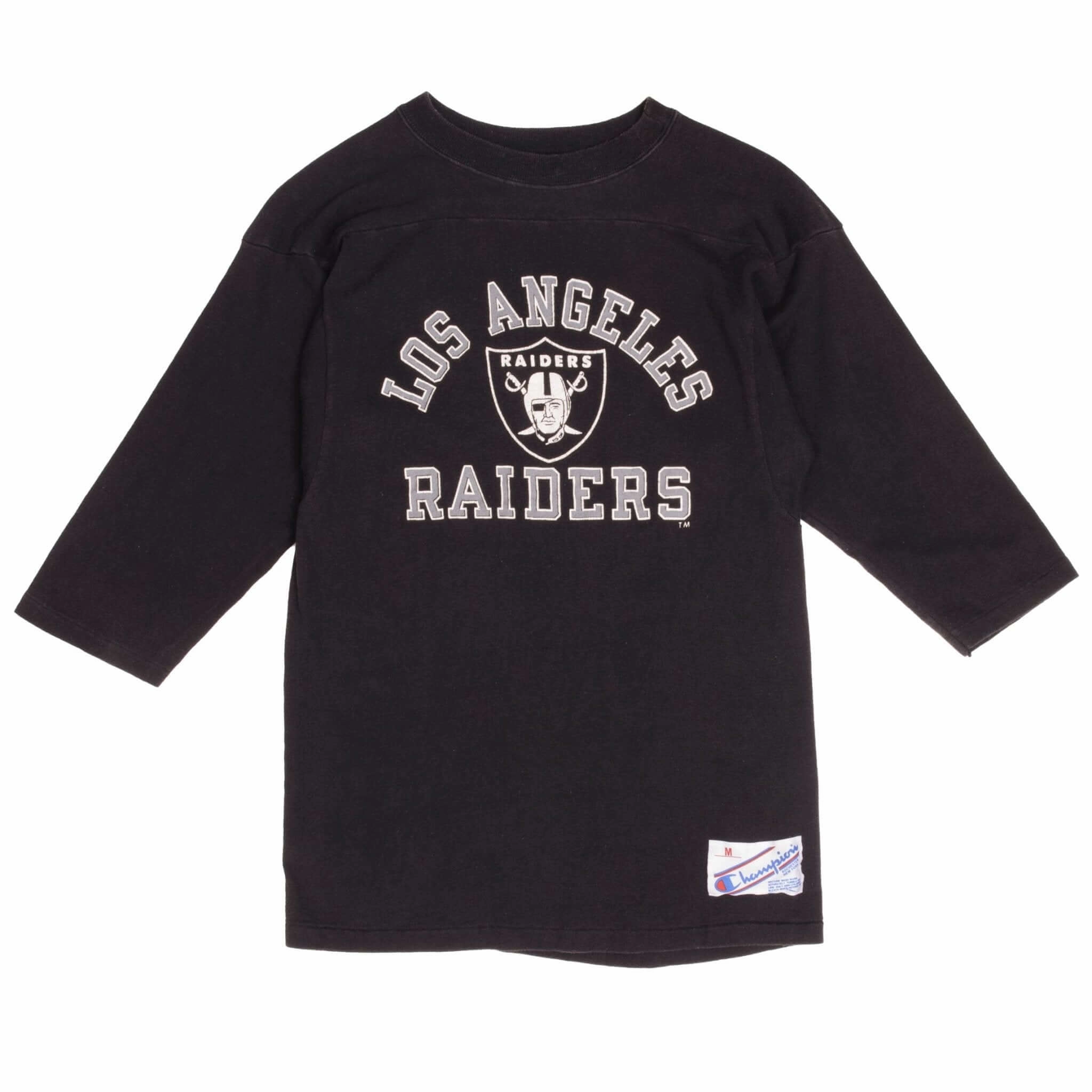 VINTAGE CHAMPION NFL LOS ANGELES RAIDERS 2/3 SLEEVES TEE SHIRT 1980S SMALL USA
