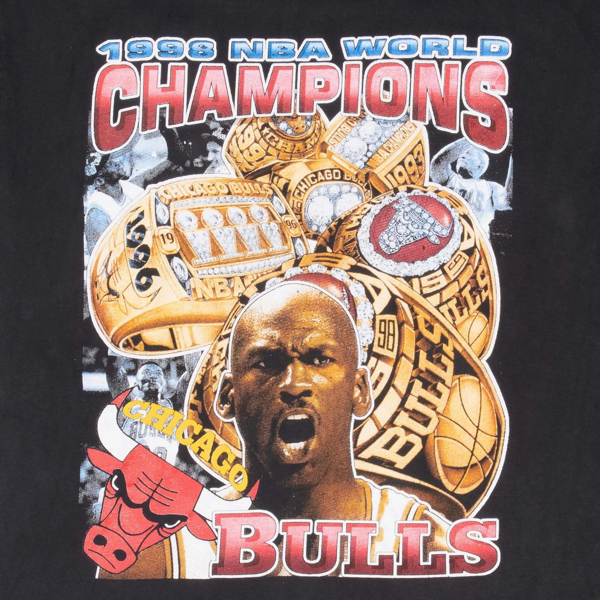 VINTAGE CHICAGO BULLS BOOTLEG CHAMPIONS JORDAN 1998 TEE SHIRT XL