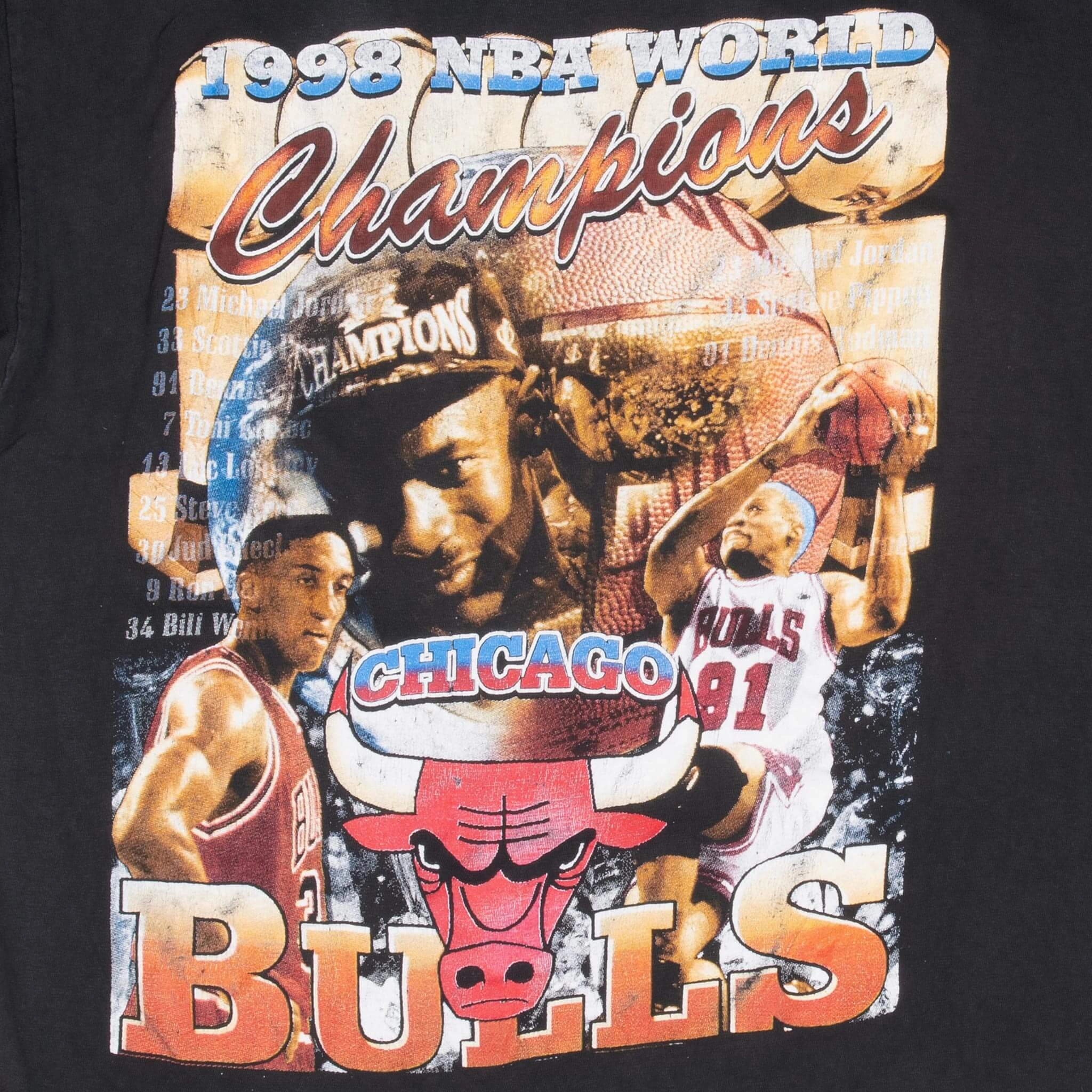 VINTAGE CHICAGO BULLS BOOTLEG CHAMPIONS JORDAN 1998 TEE SHIRT XL