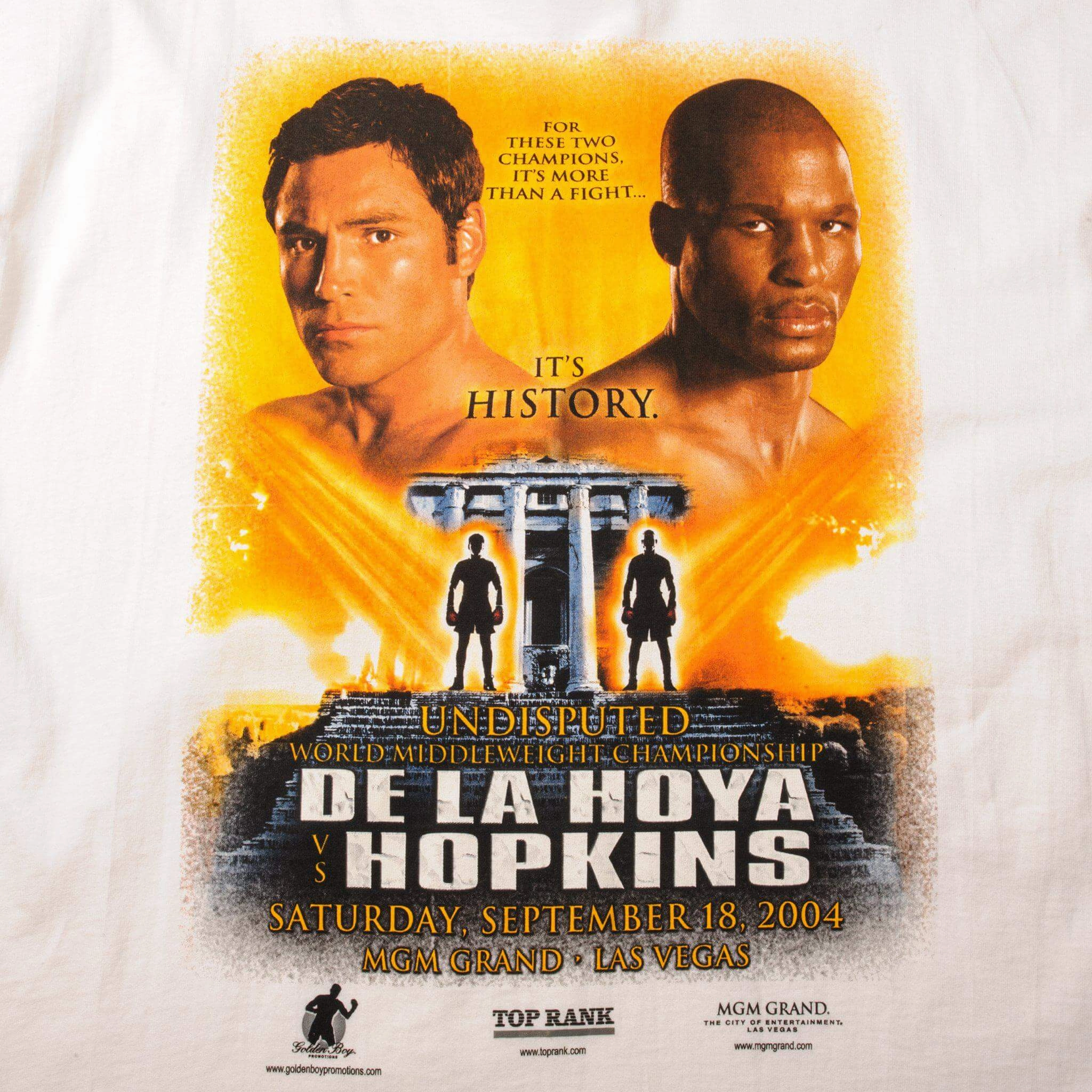 VINTAGE DE LA HOYA VS HOPKINS TEE SHIRT 2004 SIZE XL MADE IN USA