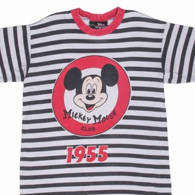 VINTAGE DISNEY MICKEY MOUSE CLUB 1955 STRIPPED TEE SHIRT 1990S LARGE