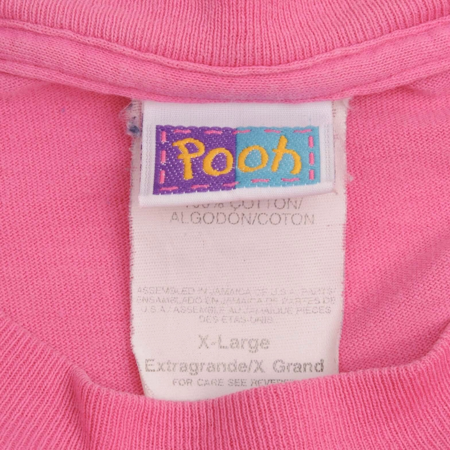 VINTAGE DISNEY WINNIE THE POOH FLOWER 1990S PINK TEE SHIRT SIZE XL