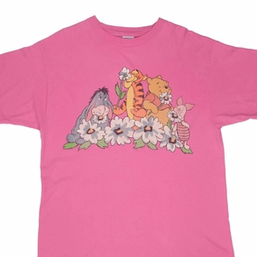 VINTAGE DISNEY WINNIE THE POOH FLOWER 1990S PINK TEE SHIRT SIZE XL
