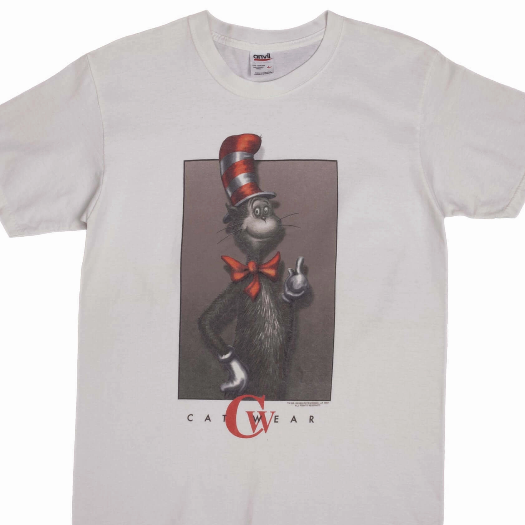 VINTAGE DR SEUSS CAT IN THE HAT CAT WEAR 1997 TEE SHIRT SIZE MEDIUM