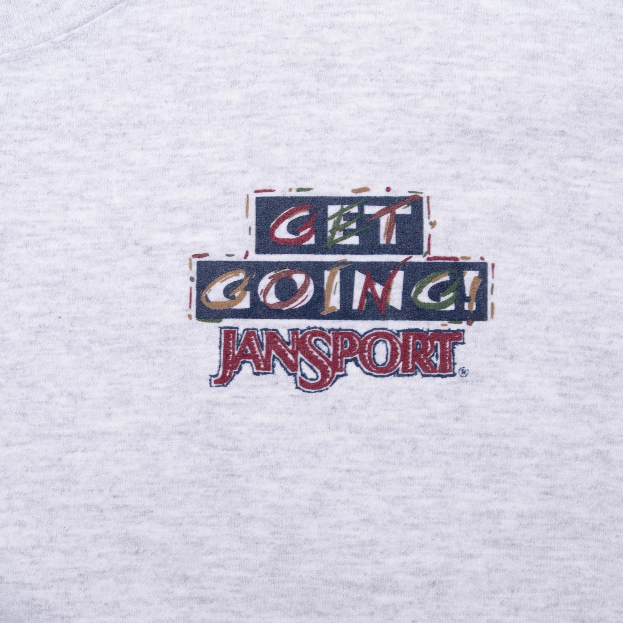 VINTAGE JANSPORT GET GOING GREY LONG SLEEVE TEE SHIRT 1990S 2XL MADE IN USA