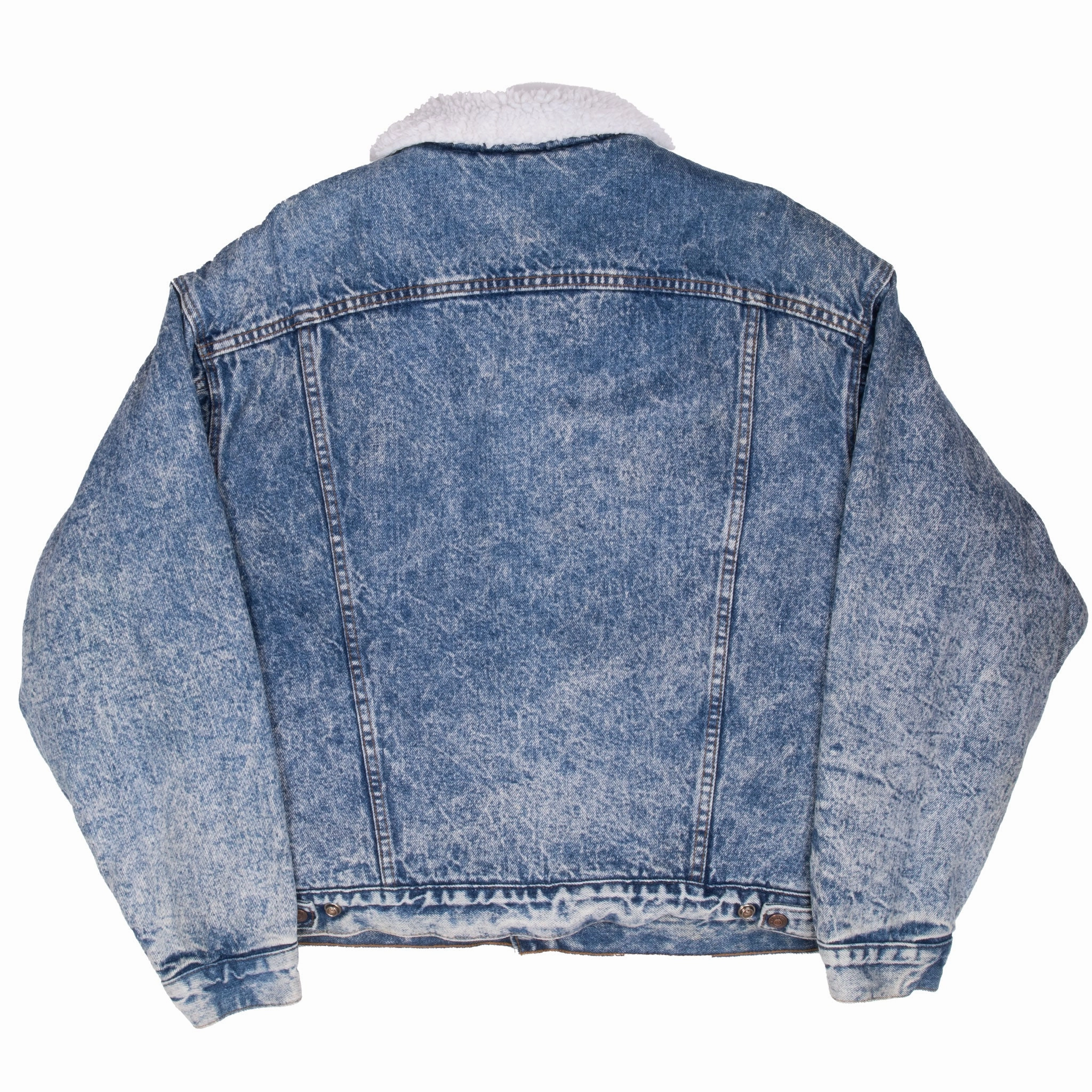 VINTAGE LEVIS SHERPA TRUCKER BLUE DENIM JACKET 1980S XL MADE IN USA