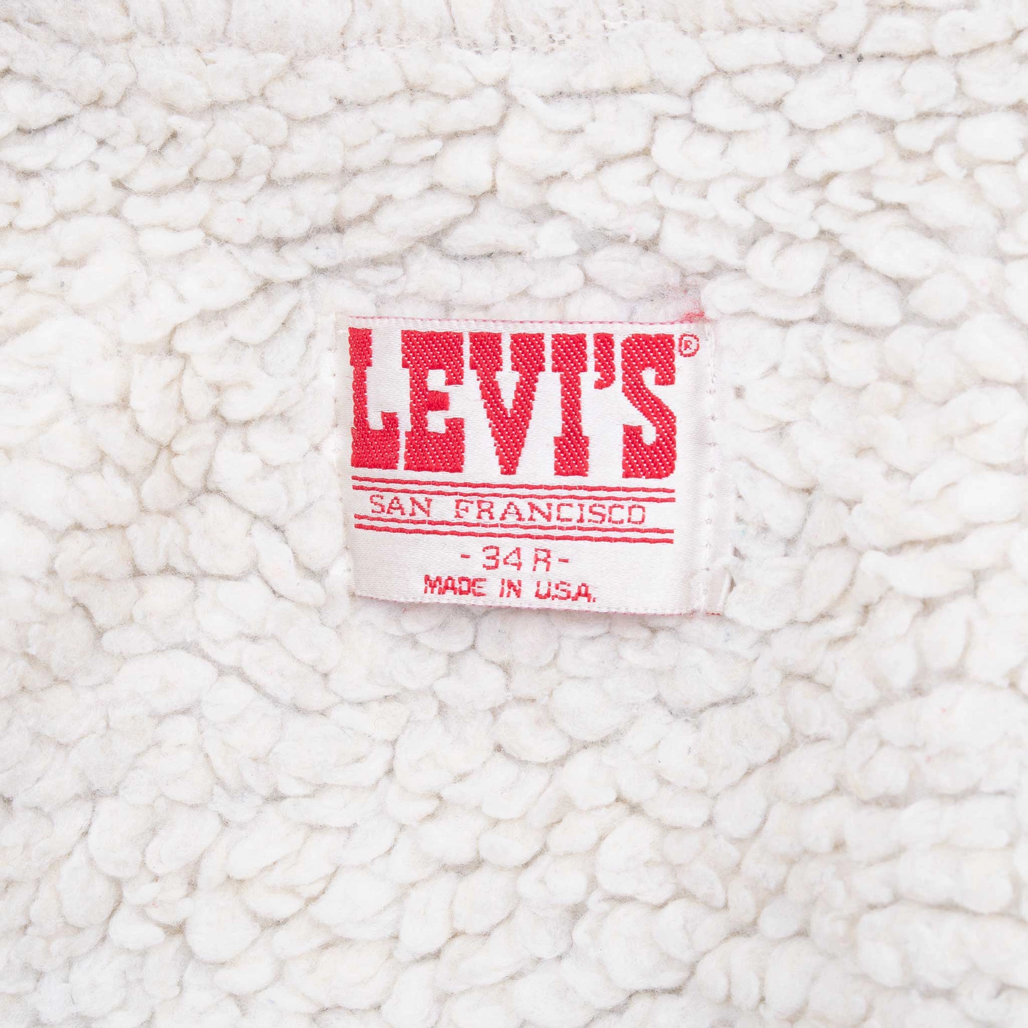 VINTAGE LEVIS SHERPA TRUCKER DENIM JACKET 1980S SIZE 34R XS MADE IN USA