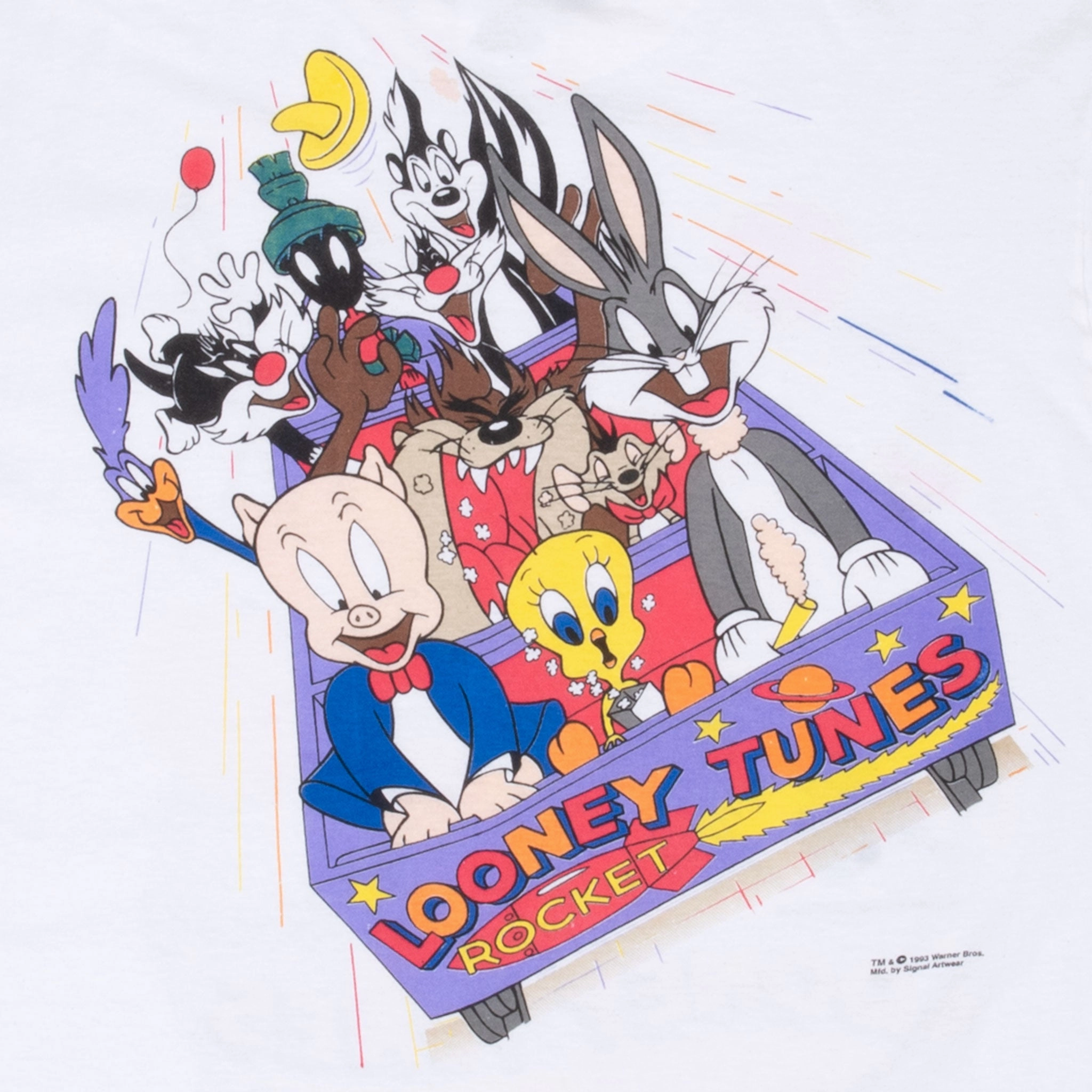 VINTAGE LOONEY TUNES ROCKET TEE SHIRT 1993 SIZE XL MADE IN USA