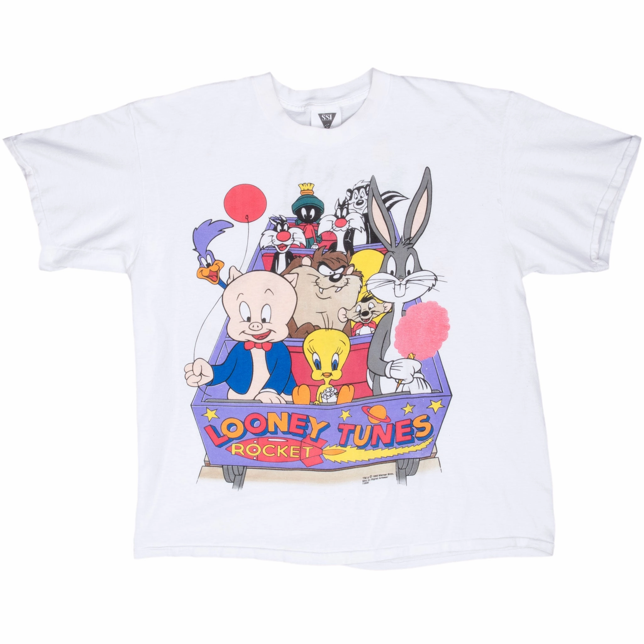VINTAGE LOONEY TUNES ROCKET TEE SHIRT 1993 SIZE XL MADE IN USA