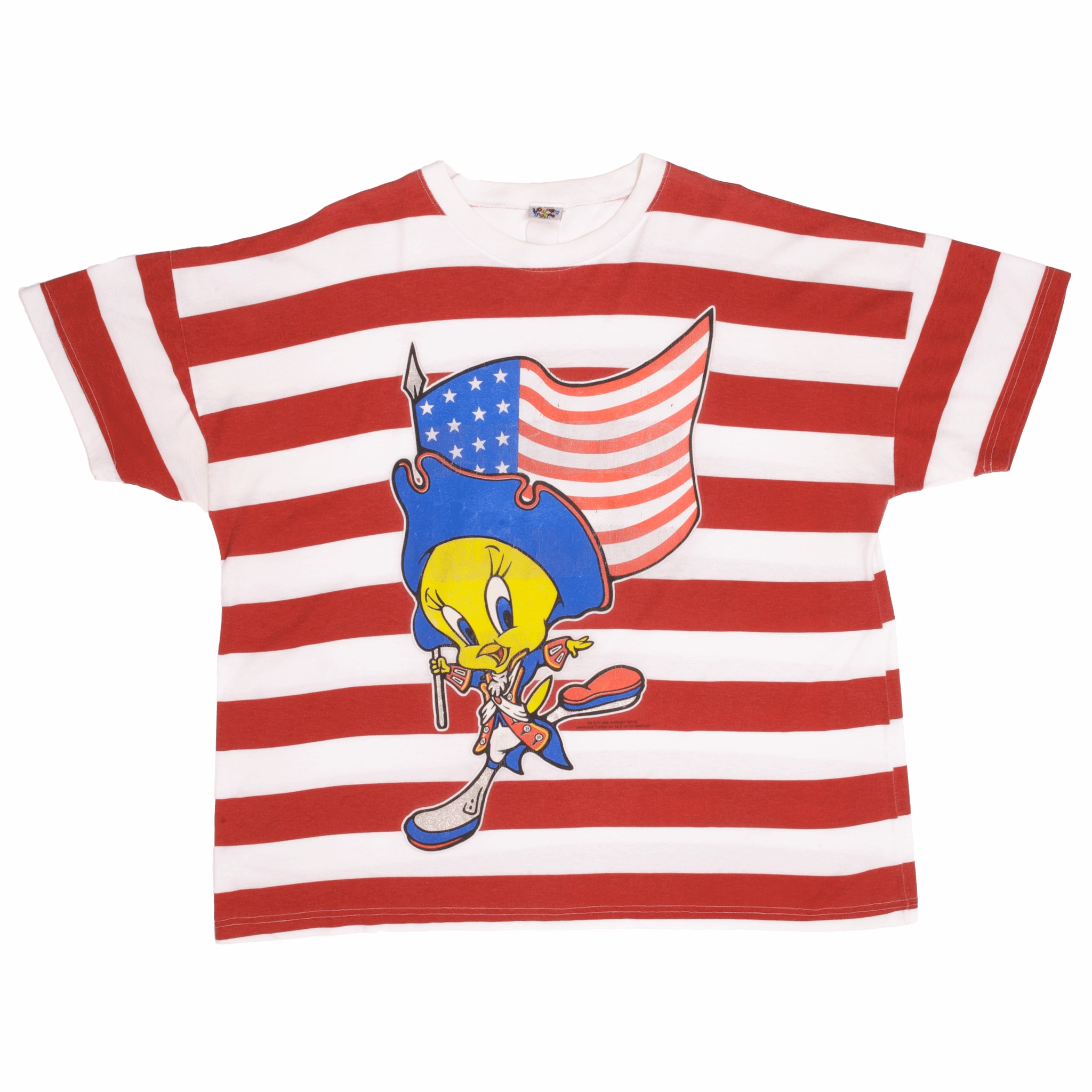 VINTAGE LOONEY TUNES TWEETY AMERICAN FLAG TEE SHIRT 1996 SIZE XL