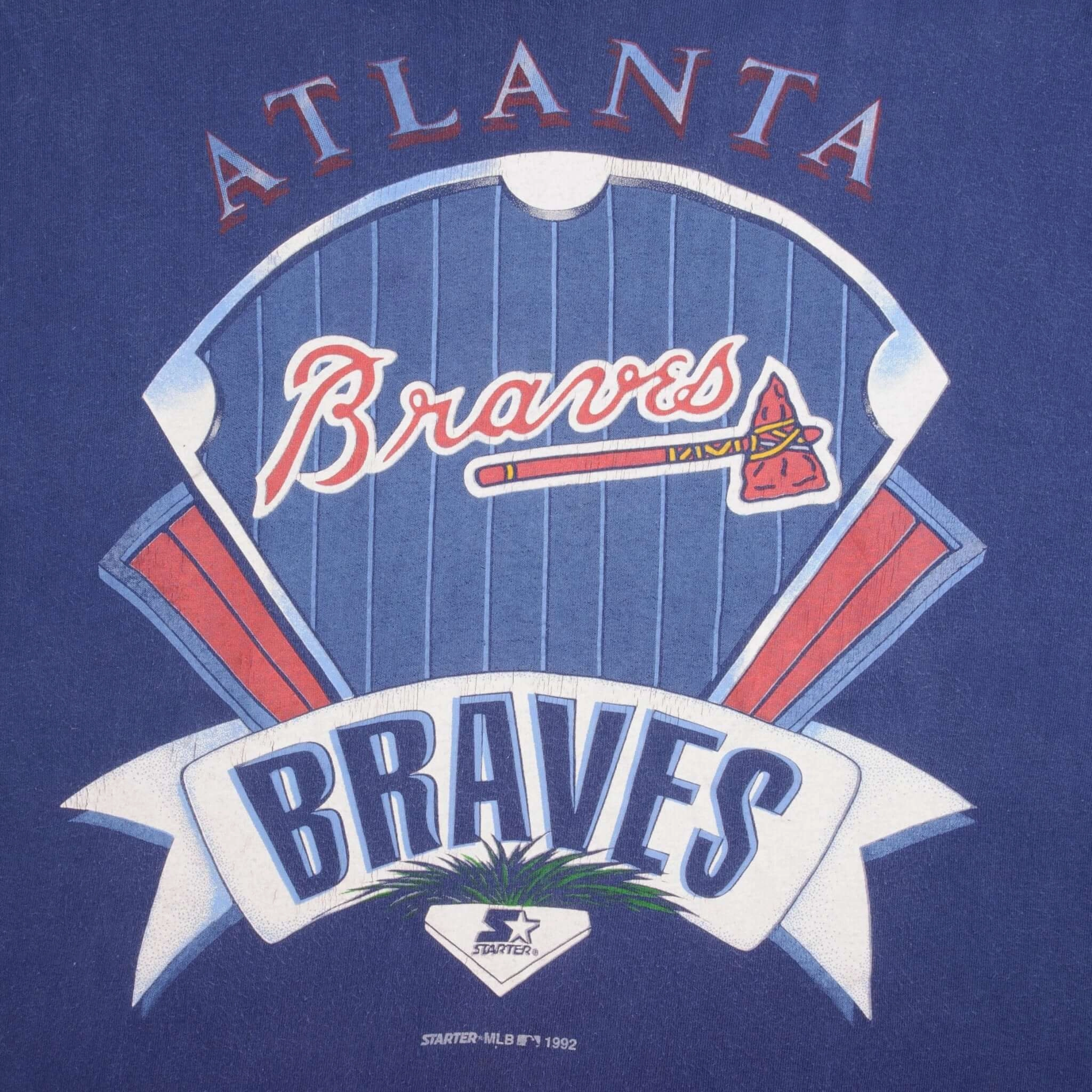 VINTAGE MLB ATLANTA BRAVES 1992 TEE SHIRT SIZE LARGE MADE IN USA