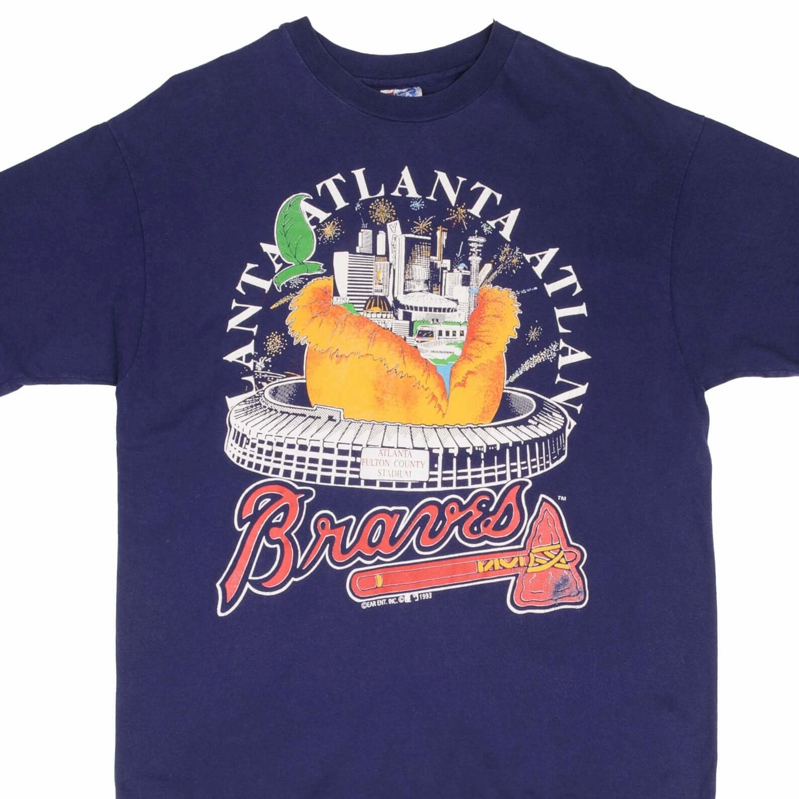 VINTAGE MLB ATLANTA BRAVES 1993 TEE SHIRT SIZE LARGE MADE IN USA