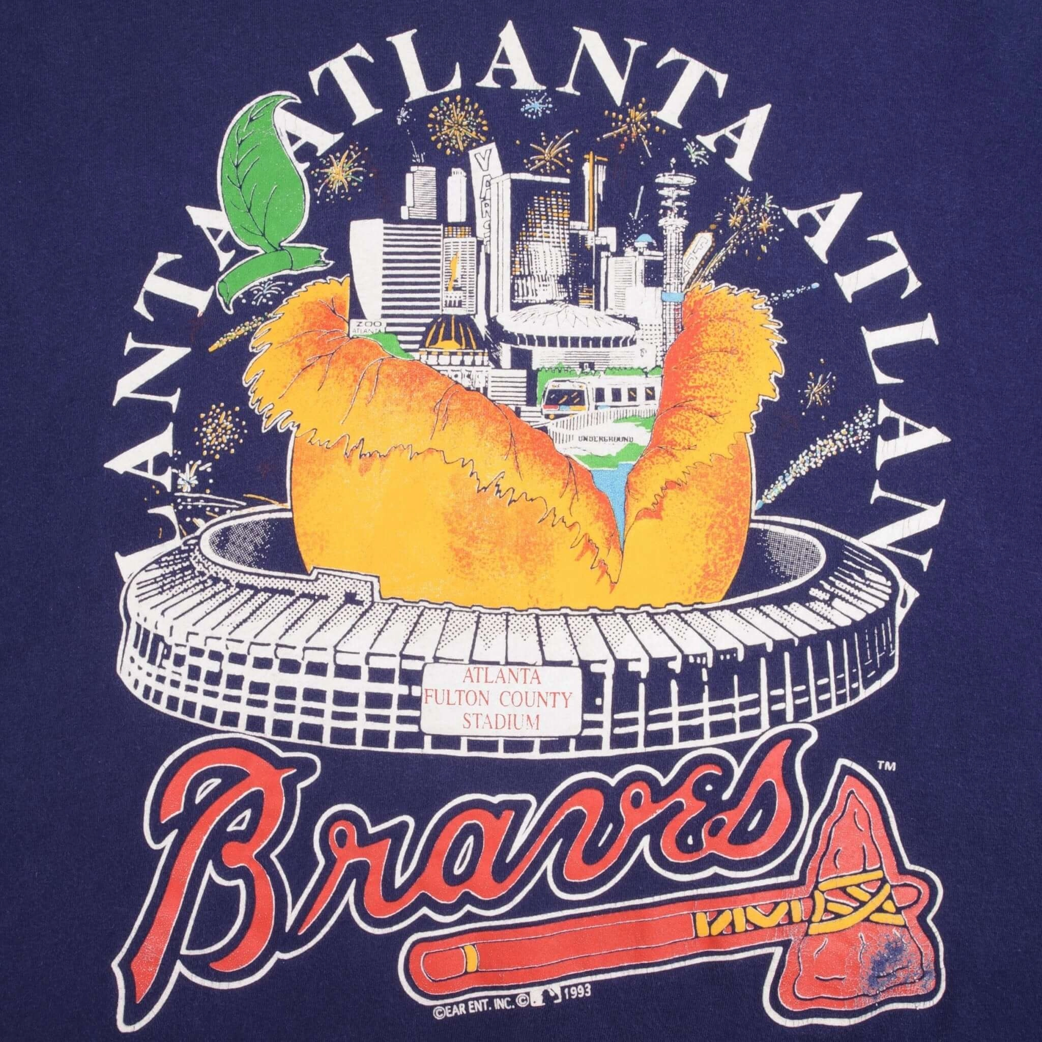 VINTAGE MLB ATLANTA BRAVES 1993 TEE SHIRT SIZE LARGE MADE IN USA