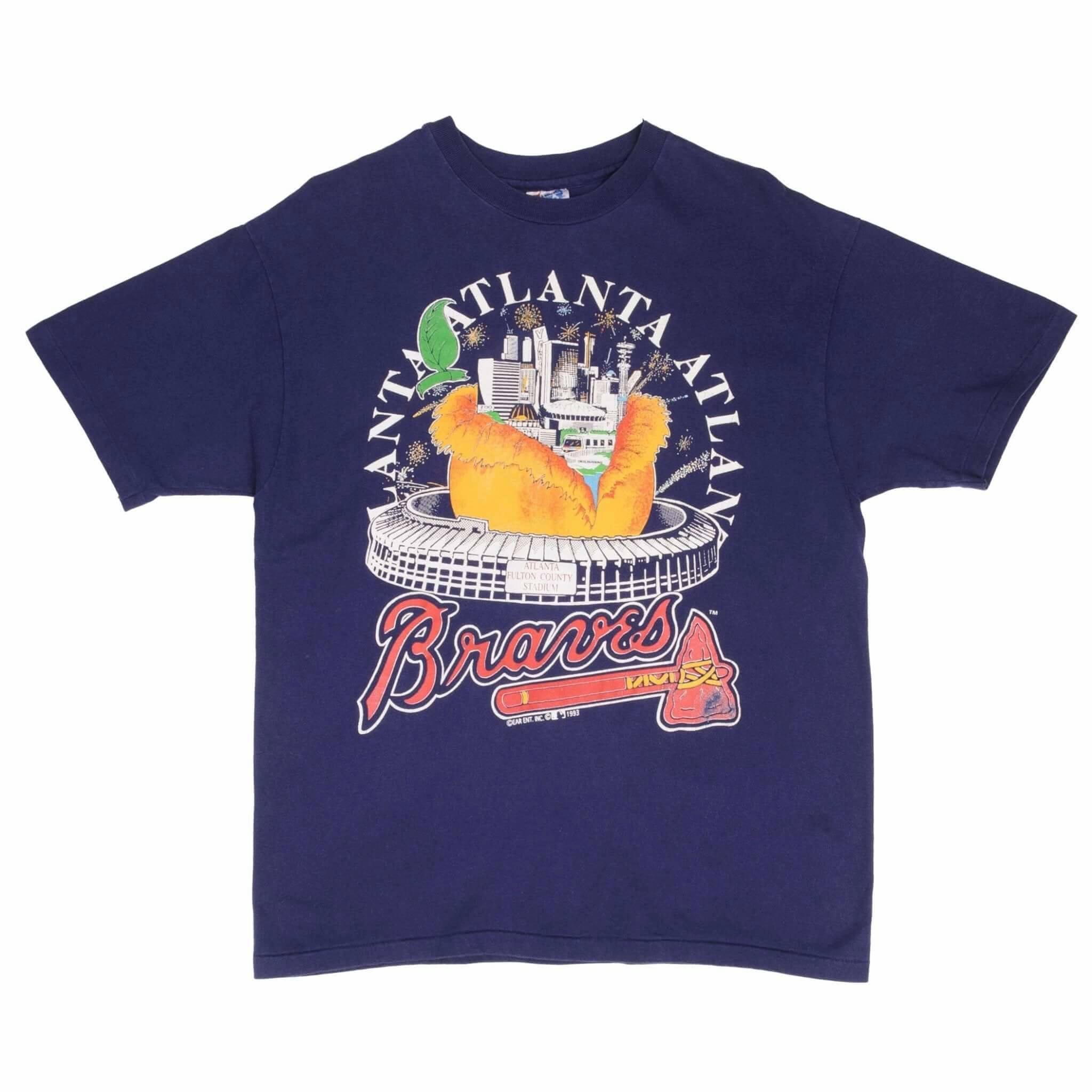 VINTAGE MLB ATLANTA BRAVES 1993 TEE SHIRT SIZE LARGE MADE IN USA