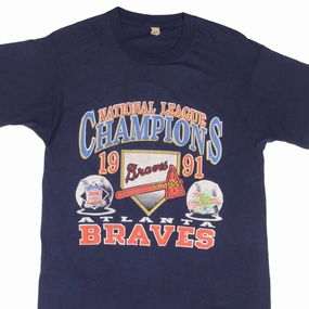 VINTAGE MLB ATLANTA BRAVES CHAMPIONS 1991 TEE SHIRT MEDIUM MADE IN USA