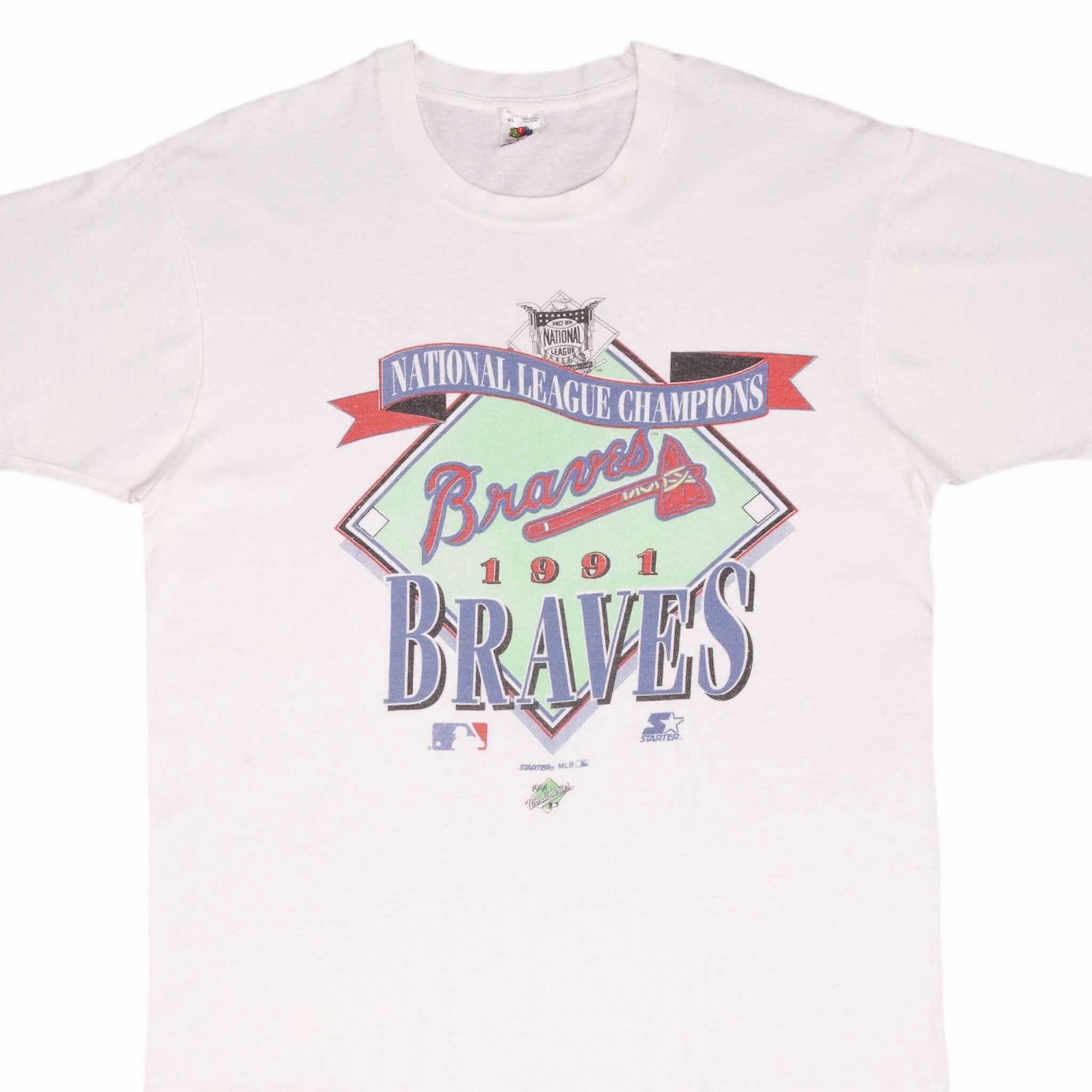VINTAGE MLB ATLANTA BRAVES CHAMPIONS 1991 TEE SHIRT SIZE LARGE MADE IN USA