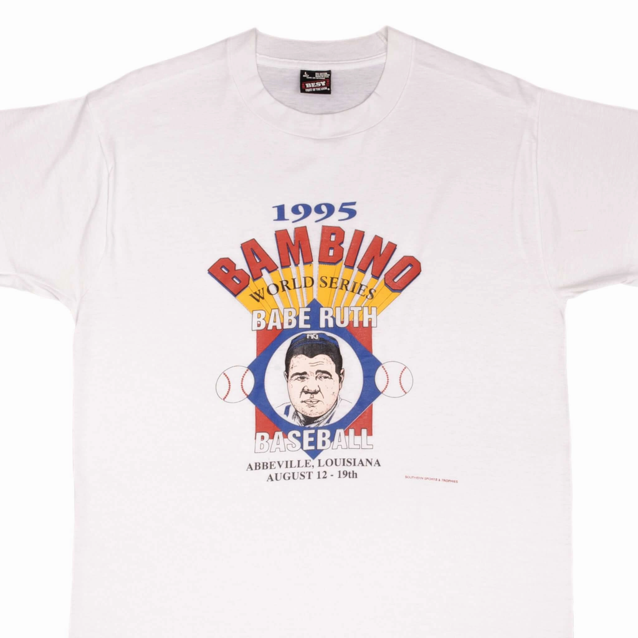 VINTAGE MLB BABE RUTH BAMBINO NY YANKEES 1995 TEE SHIRT SIZE LARGE MADE IN USA