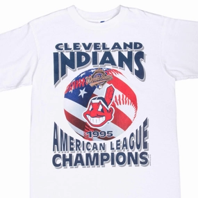 VINTAGE MLB CLEVELAND INDIANS AMERICAN CHAMPIONS 1995 TEE SHIRT MEDIUM