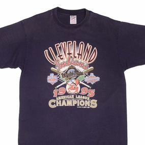 VINTAGE MLB CLEVELAND INDIANS AMERICAN LEAGUE CHAMPIONS 1995 TEE SHIRT SIZE XL