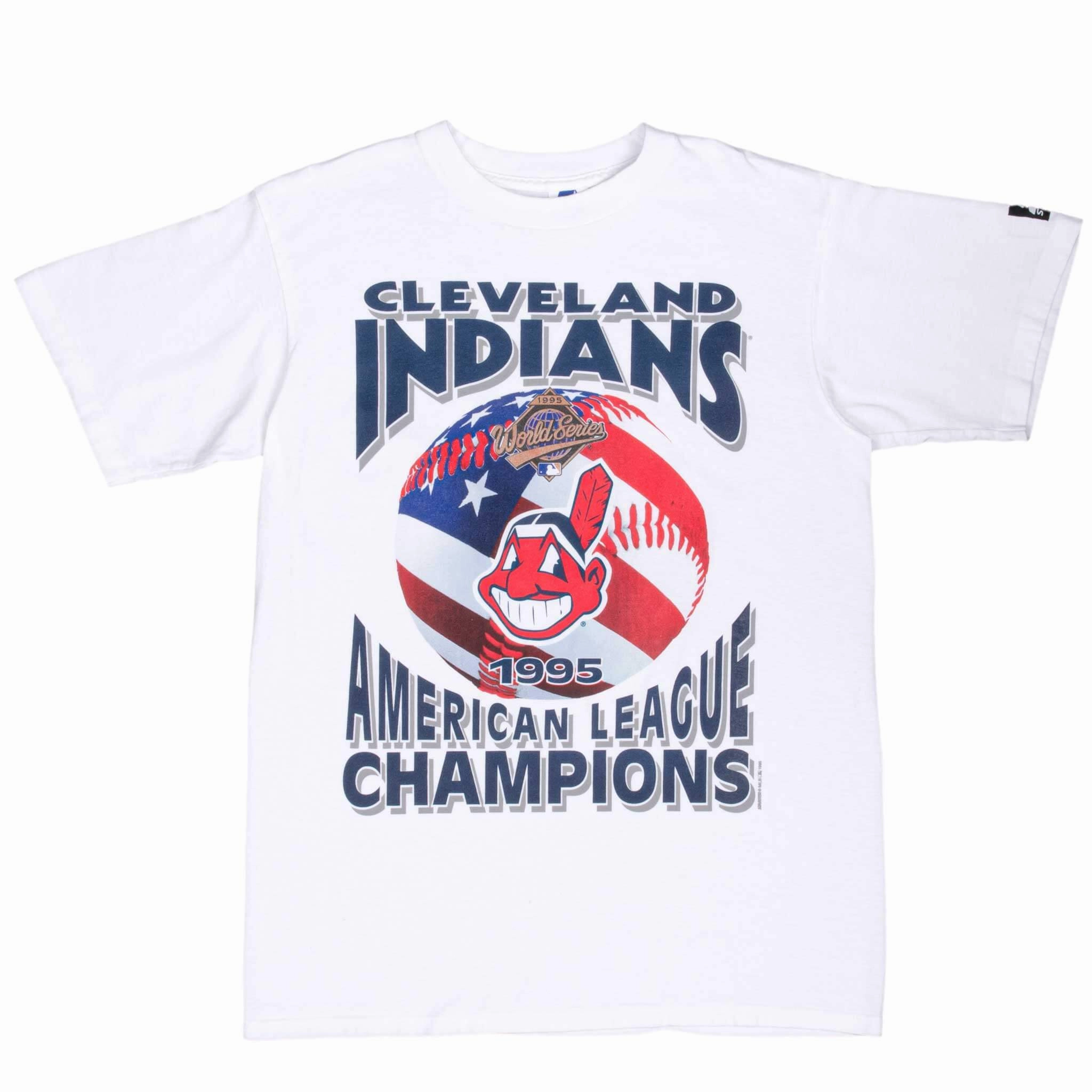 VINTAGE MLB CLEVELAND INDIANS AMERICAN LEAGUE CHAMPIONS 1997 TEE SHIRT SIZE XL