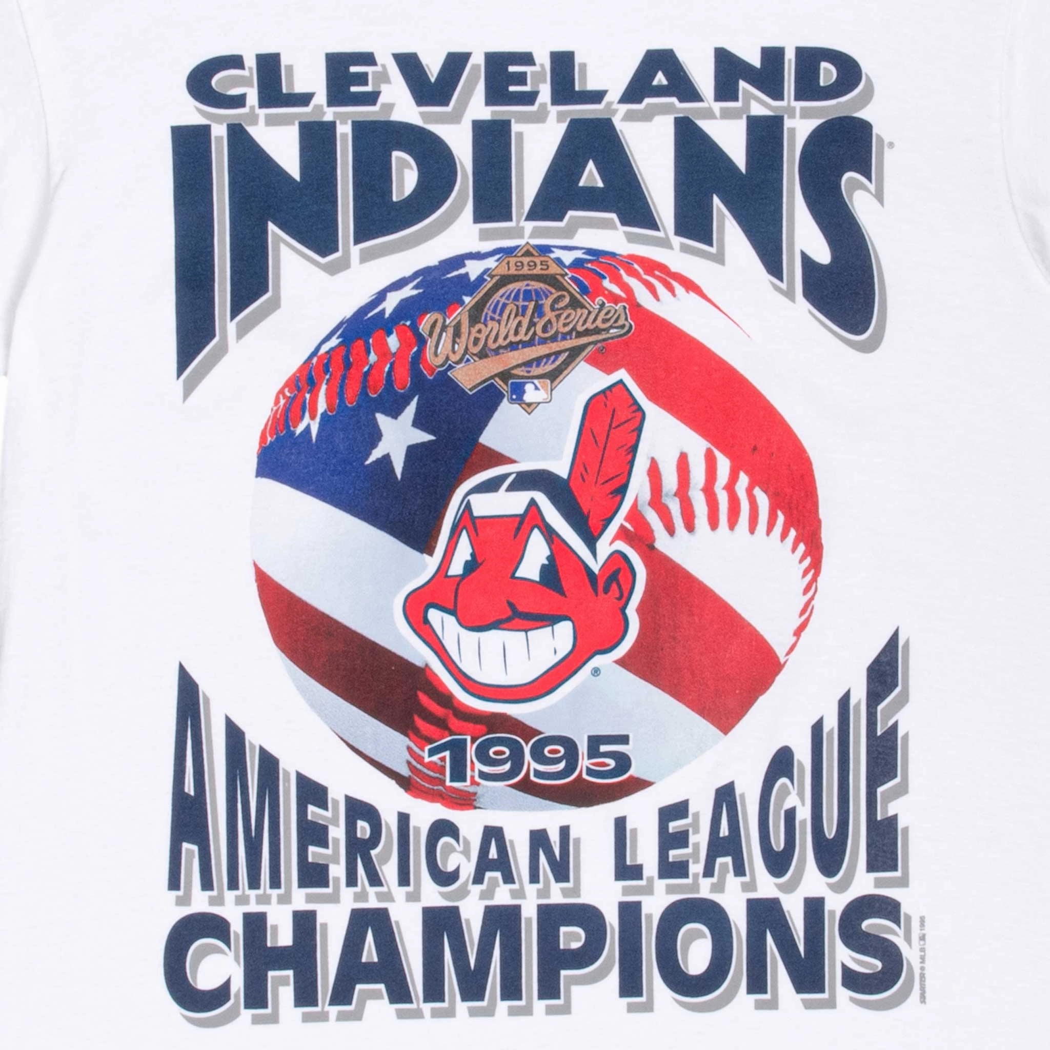 VINTAGE MLB CLEVELAND INDIANS AMERICAN LEAGUE CHAMPIONS 1997 TEE SHIRT SIZE XL
