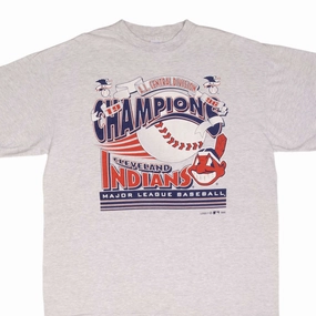 VINTAGE MLB CLEVELAND INDIANS CENTRAL DIVISION CHAMPIONS 1996 TEE SHIRT SIZE XL