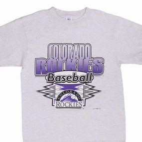 VINTAGE MLB COLORADO ROCKIES 1998 GREY TEE SHIRT SIZE LARGE
