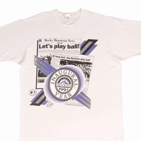 VINTAGE MLB COLORADO ROCKIES INAUGURAL YEAR 1993 TEE SHIRT LARGE MADE IN USA