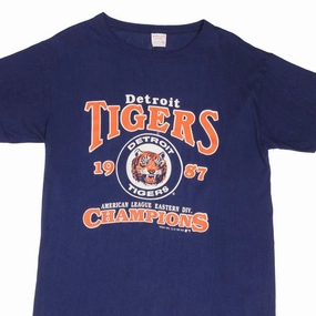 VINTAGE MLB DETROIT TIGERS CHAMPIONS 1987 TEE SHIRT SIZE LARGE MADE IN USA