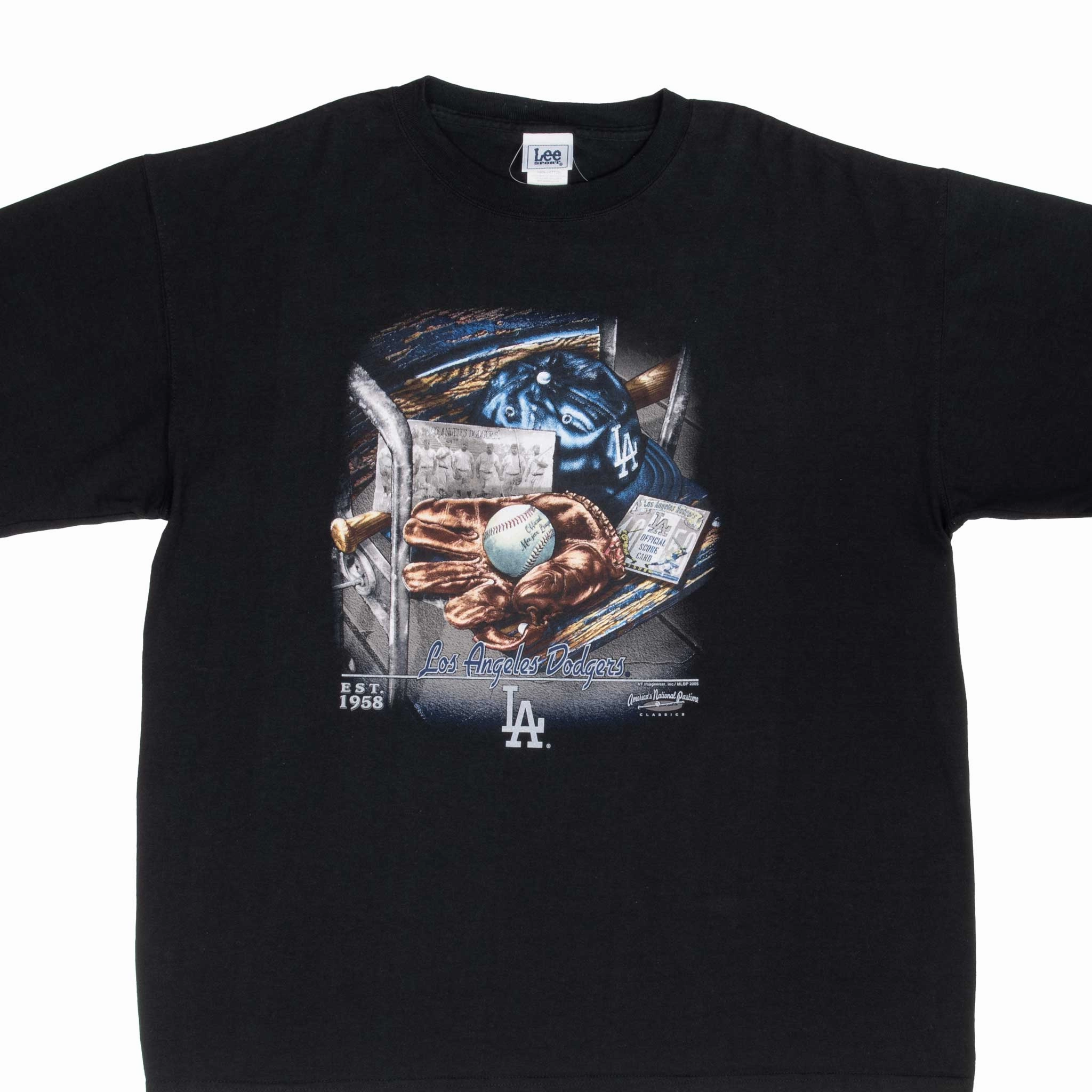 VINTAGE MLB LOS ANGELES DODGERS BLACK TEE SHIRT 2005 SIZE XL
