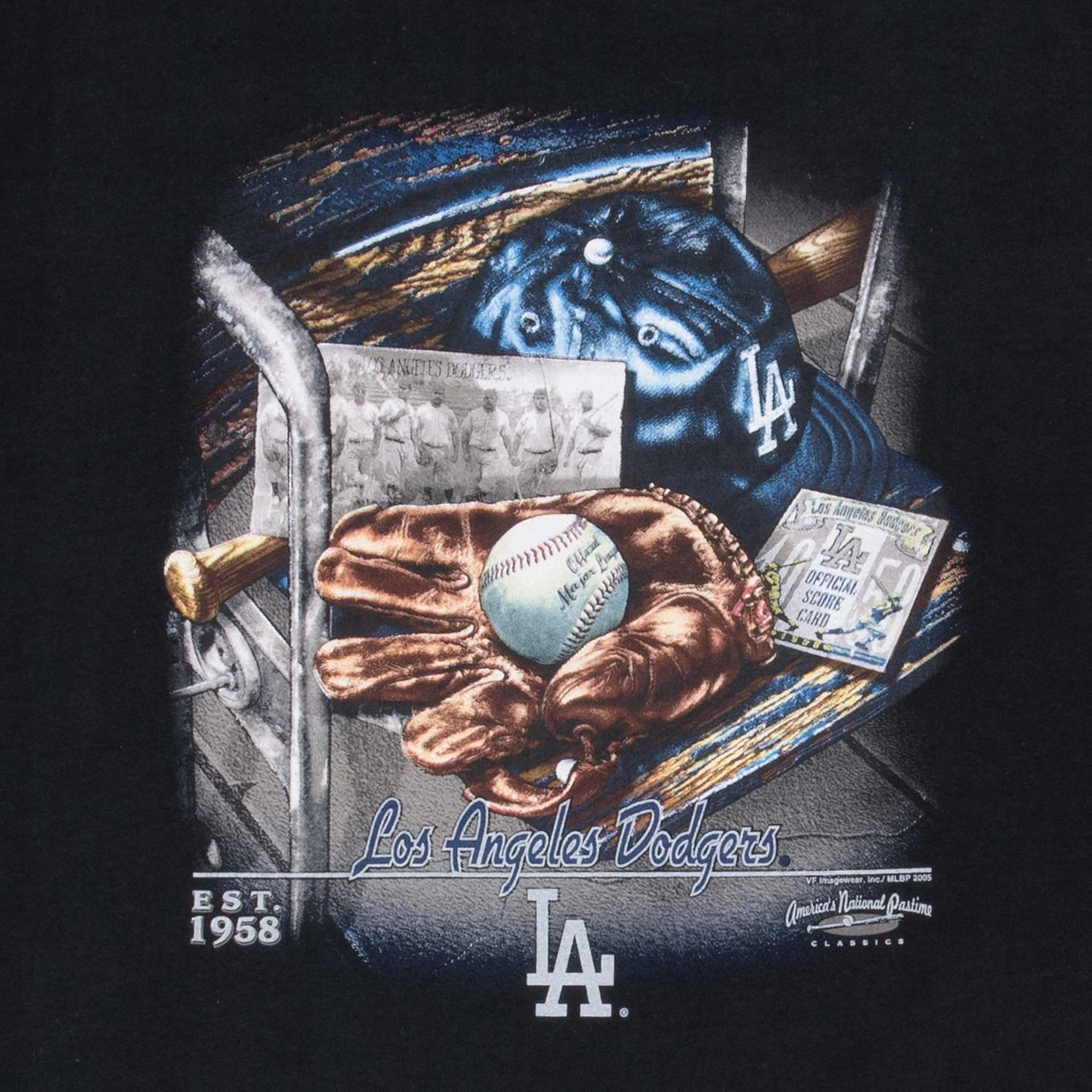 VINTAGE MLB LOS ANGELES DODGERS BLACK TEE SHIRT 2005 SIZE XL