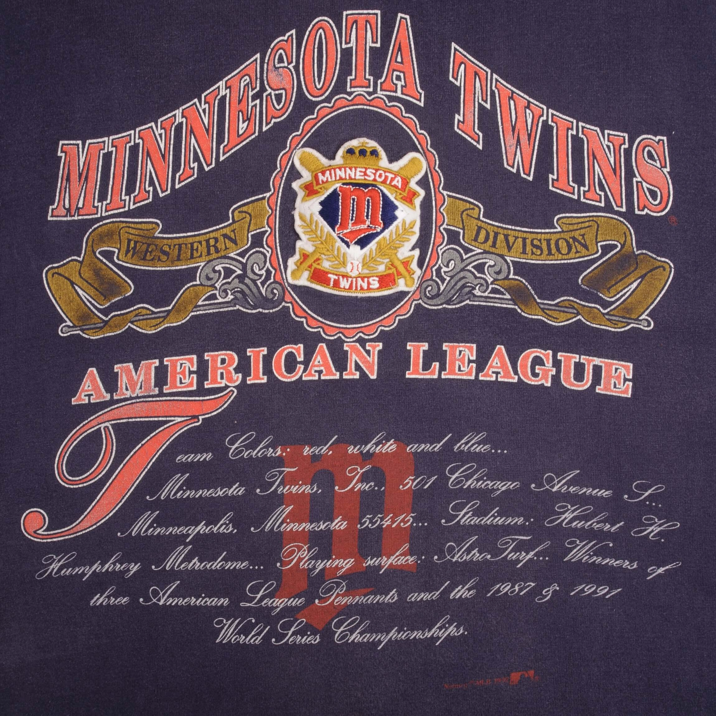VINTAGE MLB MINNESOTA TWINS TEE SHIRT 1992 SIZE MEDIUM MADE IN USA