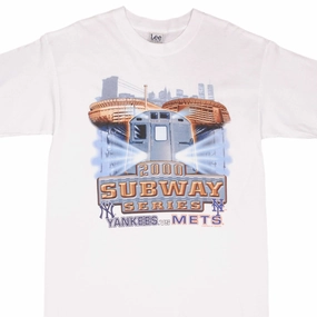 VINTAGE MLB NEW YORK NY YANKEES VS METS SUBWAY SERIES TEE SHIRT 2000 SIZE LARGE